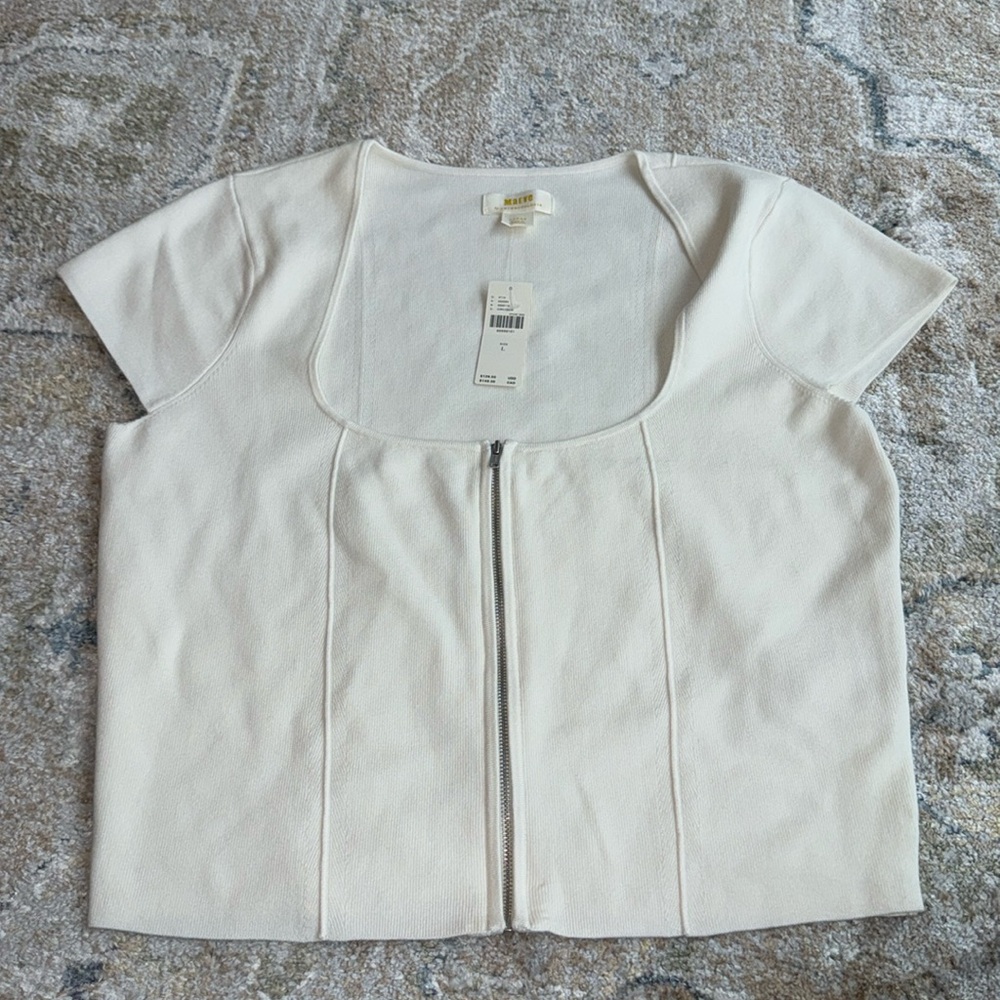 MAEVE zip front sweater top